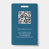Ocean Blue, Employee Foto ID w/QR Code, Company Ausweis (Rückseite)
