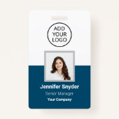 Ocean Blue, Employee Foto ID w/QR Code, Company Ausweis (Vorderseite)