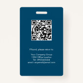Ocean Blue, Employee Foto ID w/QR Code, Company Ausweis (Rückseite)
