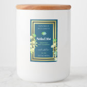 Ocean Blue Floral Product Packaging Labels Gold Lebensmitteletikett (Vorderseite)