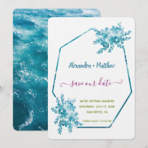 Ocean Blue Floral Save the Date