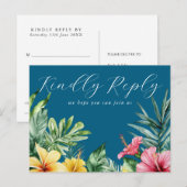 Ocean Blue Floral Song Anfrage UAWG Postkarte (Vorne/Hinten)