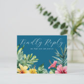 Ocean Blue Floral Song Anfrage UAWG Postkarte (Stehend Vorderseite)