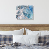 Ocean Blue, Fluid Art Abstrakt Canvas Print Leinwanddruck (Insitu (Schlafzimmer))