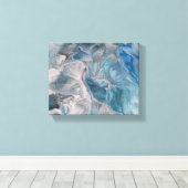 Ocean Blue, Fluid Art Abstrakt Canvas Print Leinwanddruck (Insitu (Holzboden))