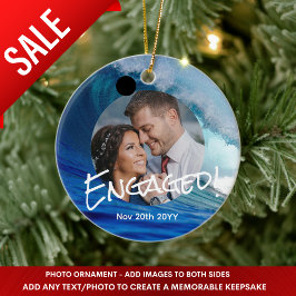 Ocean Blue FOTO Weihnachtsdekoration Minimal Keramik Ornament