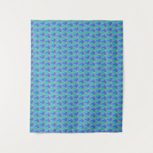 Ocean Blue Gefärbte Krawatte Island Tribal Turtles Wandteppich