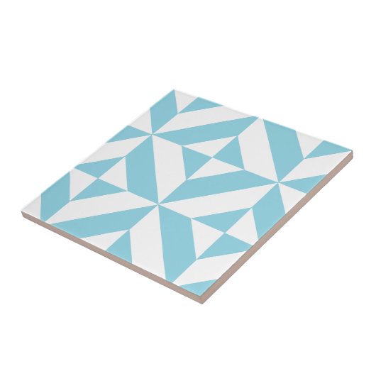 Ocean Blue Geometric Deko Cube Pattern Fliese (Seite)