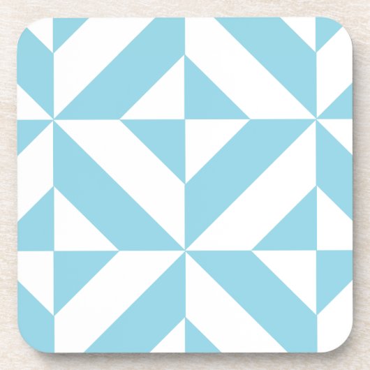 Ocean Blue Geometric Deko Cube Pattern Getränkeuntersetzer (Vorderseite)
