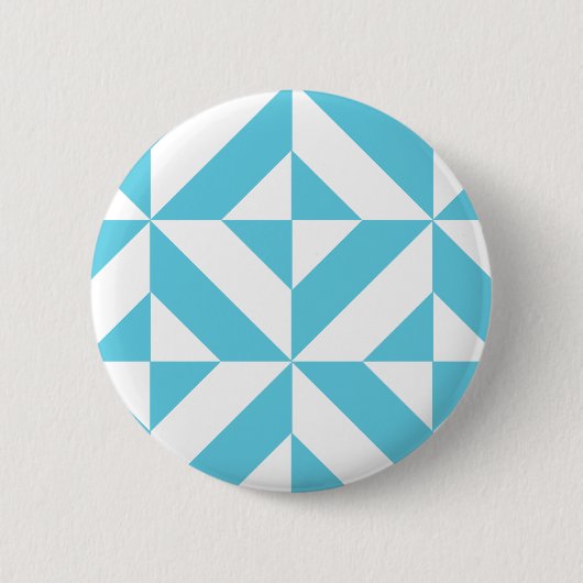 Ocean Blue Geometric Deko Muster Button (Vorderseite)