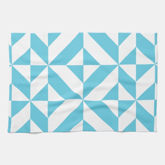 Ocean Blue Geometric Deko Muster Handtuch (Horizontal)