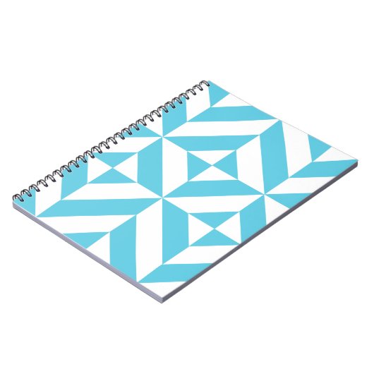 Ocean Blue Geometric Deko Muster Notizblock (Linke Seite)