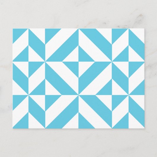 Ocean Blue Geometric Deko Muster Postkarte (Vorderseite)