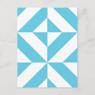 Ocean Blue Geometric Deko Muster Postkarte