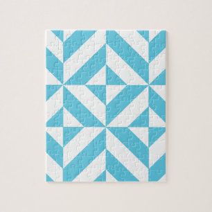 Ocean Blue Geometric Deko Muster Puzzle