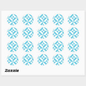 Ocean Blue Geometric Deko Muster Runder Aufkleber (Blatt)