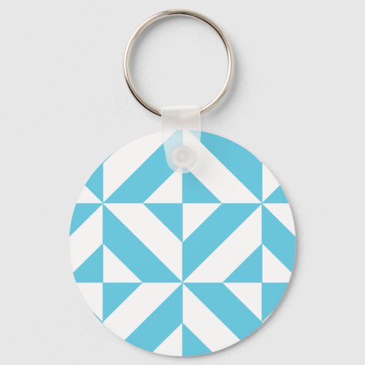 Ocean Blue Geometric Deko Muster Schlüsselanhänger (Vorderseite)