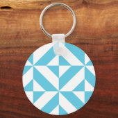 Ocean Blue Geometric Deko Muster Schlüsselanhänger (Vorderseite)