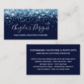 Ocean Blue Glitter Navy Online Store Visitenkarte (Vorne/Hinten)