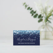 Ocean Blue Glitter Navy Online Store Visitenkarte (Stehend Vorderseite)