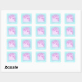 Ocean Blue Glitzer Floral Pink Danke Sommer Quadratischer Aufkleber (Blatt)