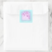 Ocean Blue Glitzer Floral Pink Danke Sommer Quadratischer Aufkleber (Tasche)