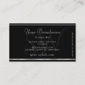 Ocean Blue Glitzer Initials Black Silver Border Visitenkarte (Rückseite)