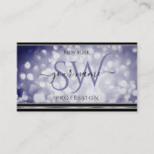 Ocean Blue Glitzer Initials Black Silver Border Visitenkarte (Vorderseite)