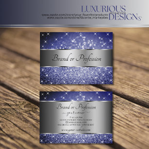 Ocean Blue Glitzer Silver Effects Luminous Stars Visitenkarte