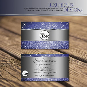 Ocean Blue Glitzer Silver Luminity Stars Logo Visitenkarte