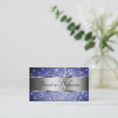 Ocean Blue Glitzer Silver Luminous Stars Initialen Visitenkarte (Stehend Vorderseite)