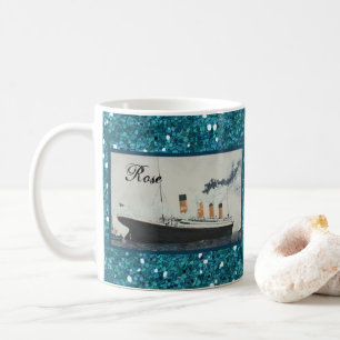 Ocean Blue Glitzer Titanic Personalisiert Girl Kaffeetasse