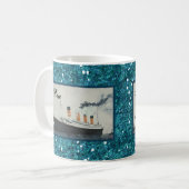 Ocean Blue Glitzer Titanic Personalisiert Girl Kaffeetasse (Vorderseite Links)
