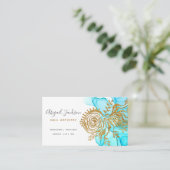 Ocean Blue Gold Abstrakt Watercolor Nagelkunst Visitenkarte (Stehend Vorderseite)
