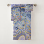 OCEAN BLUE GOLD MARBLE SWIRL TOWEL SET (Insitu)
