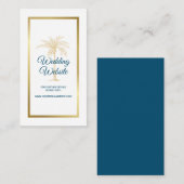 Ocean Blue Gold Palm Tree Beach Hochzeitswebsite Begleitkarte (Vorne/Hinten)