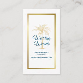 Ocean Blue Gold Palm Tree Beach Hochzeitswebsite Begleitkarte