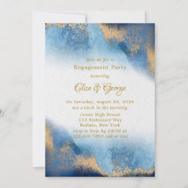 Ocean Blue Golden Agate Engagement Party Einladung