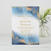 Ocean Blue Golden Watercolor Bridesmais Einladung (Stehend Vorderseite)
