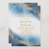 Ocean Blue Golden Watercolor Bridesmais Einladung (Vorne/Hinten)