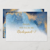 Ocean Blue Golden werden Sie meine Bridesmaid Einladung (Vorne/Hinten)