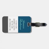 Ocean Blue, Grau & Aquamarin Monogram, Personalize Gepäckanhänger (Rückseite horizontal)