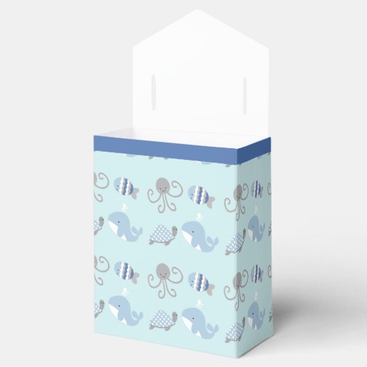 Ocean Blue Grey Whale Sea Life Favor Box Geschenkschachtel (Geöffnet)