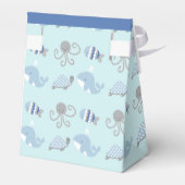 Ocean Blue Grey Whale Sea Life Favor Box Geschenkschachtel (Rückseite)