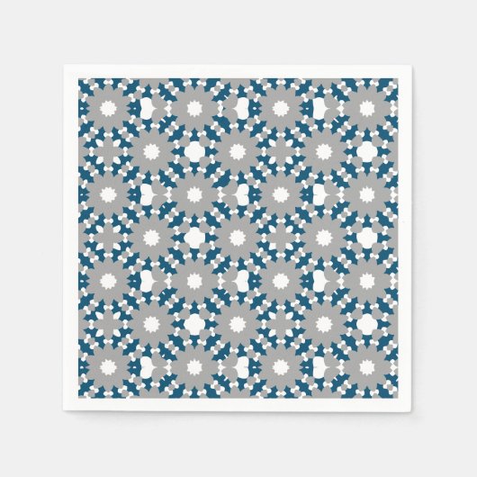 Ocean Blue Grey White Conneccles-Muster Serviette (Vorderseite)