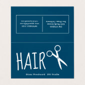 Ocean Blue Hairdressers Business Loyalty Card Visitenkarten (Außenseite Aufgefaltet)
