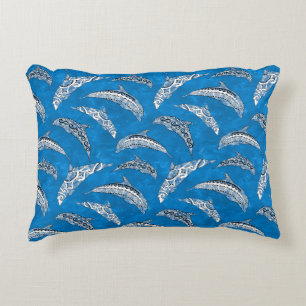 Ocean Blue Hawaiian Tribal Delphine Dekokissen