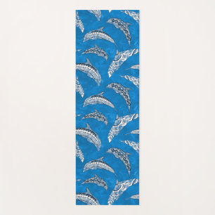 Ocean Blue Hawaiian Tribal Dolphins Yogamatte