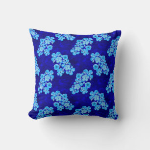 Ocean Blue Honu Turtles Hibiskus Blume Kissen