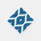 Ocean Blue Ikat Modern Ethnic Geometric Print Serviette (Ecke)